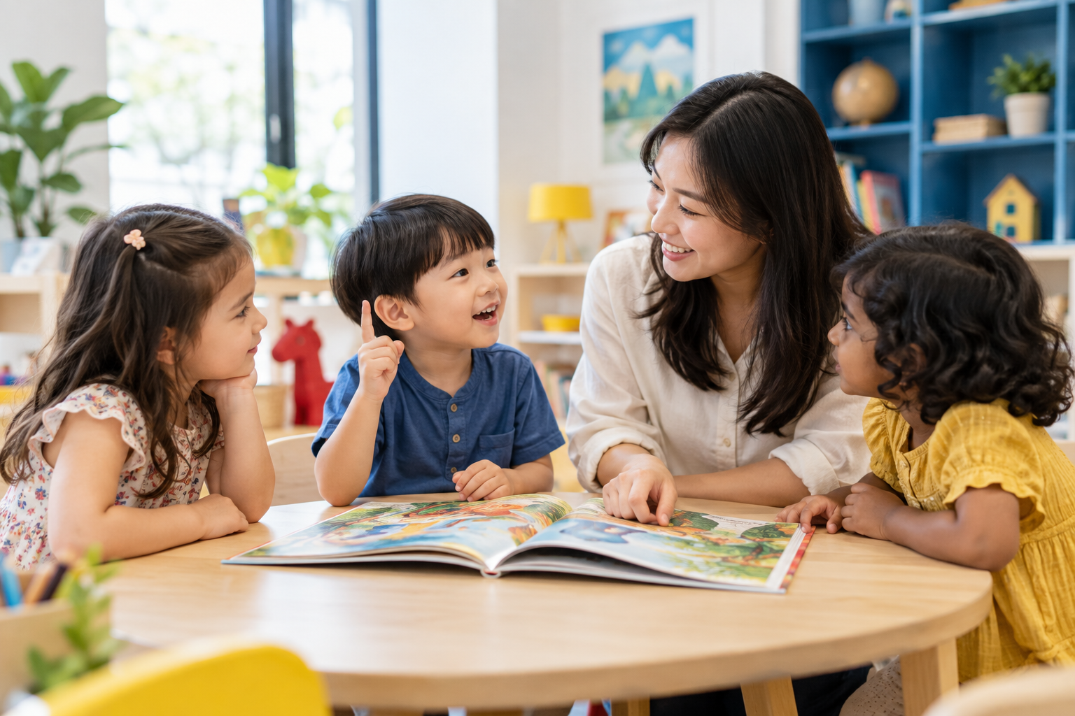 Illustration of a Mandarin learning atmosphere; not an actual classroom photograph